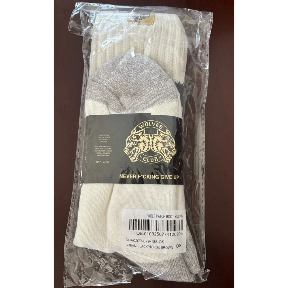 Darc Sport Wolf Patch Gym Class Socks in a white, black, and grey colorway